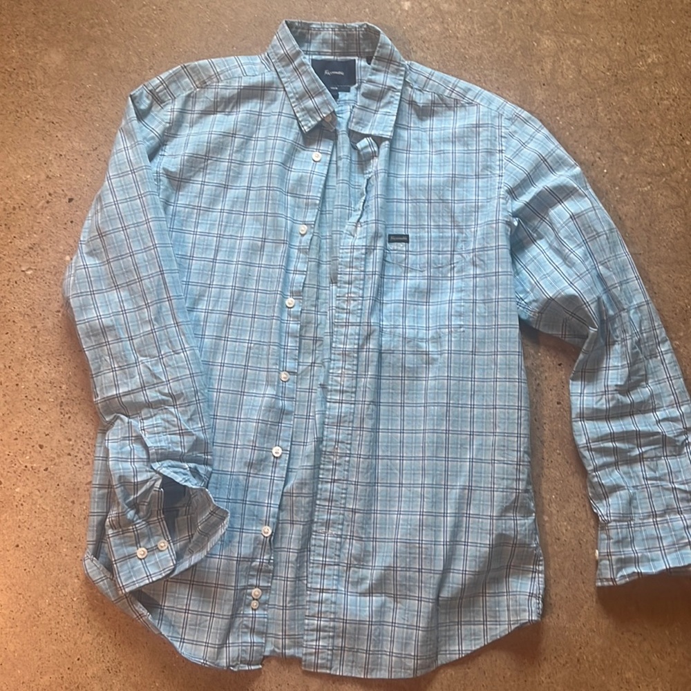 Faconnable blue striped collared shirt like new